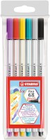 Premium-Filzstift mit Pinselspitze STABILO® Pen 68 brush, Etui mit 6 Stiften
